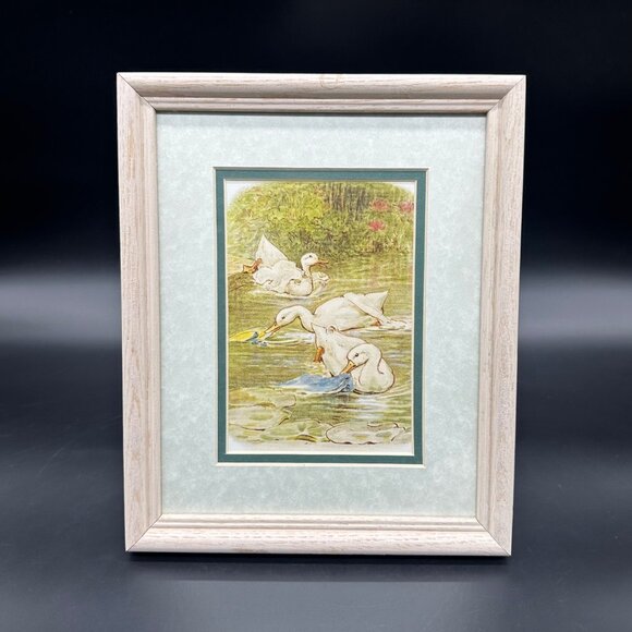 Vintage Goose Picture Wooden Frame Beatrix Potter Cottage Wall Hanging Stand Up - Picture 1 of 9